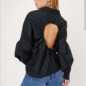 NWOT Petite Cut Out Open Back Shirt